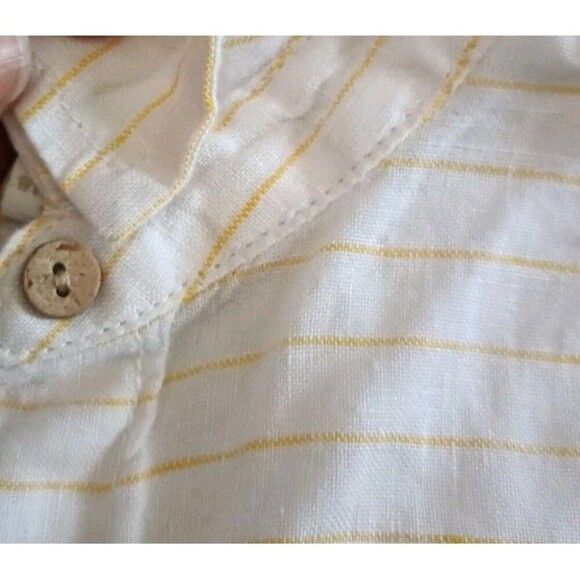 Cynthia Rowley 100% Linen Wood Button Up Blouse Sz XS Yellow Striped Oversized - Picture 5 of 6